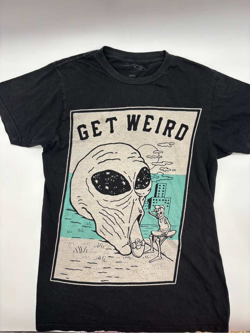 Get Weird Graphic Tee - Black with Teal Accent